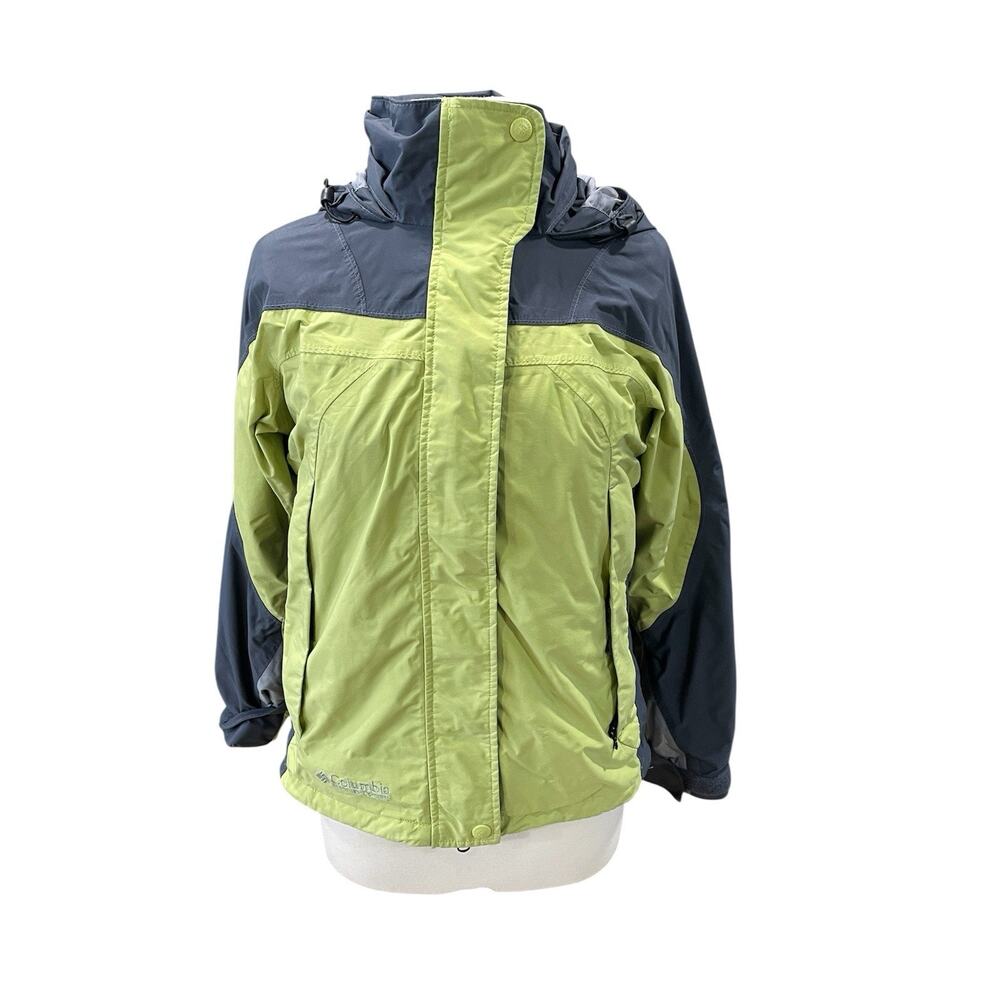COLUMBIA SPORTSWEAR Waterproof Green/Gray Jacket With Hood Women's Size Small